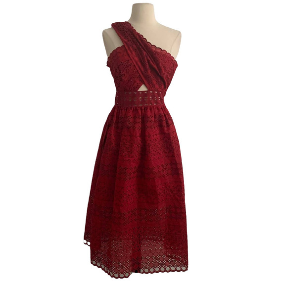 Self-Portrait One Shoulder Cut Out Midi Dress - Picture 2 of 9